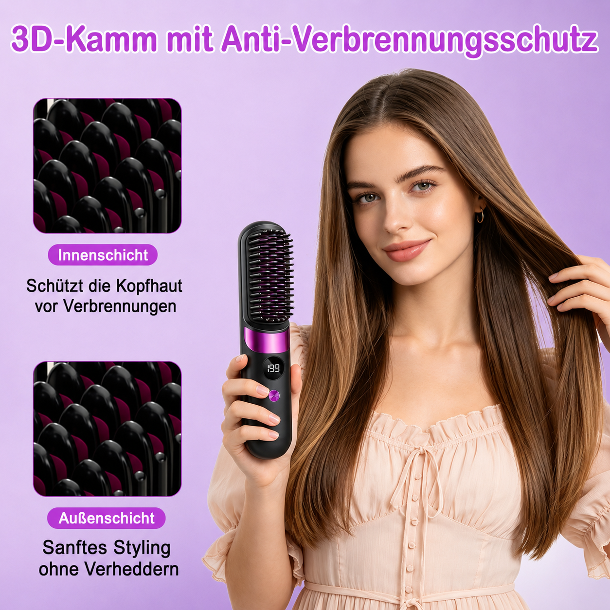 Lunvé Heat Brush | Kabellose Glättbürste